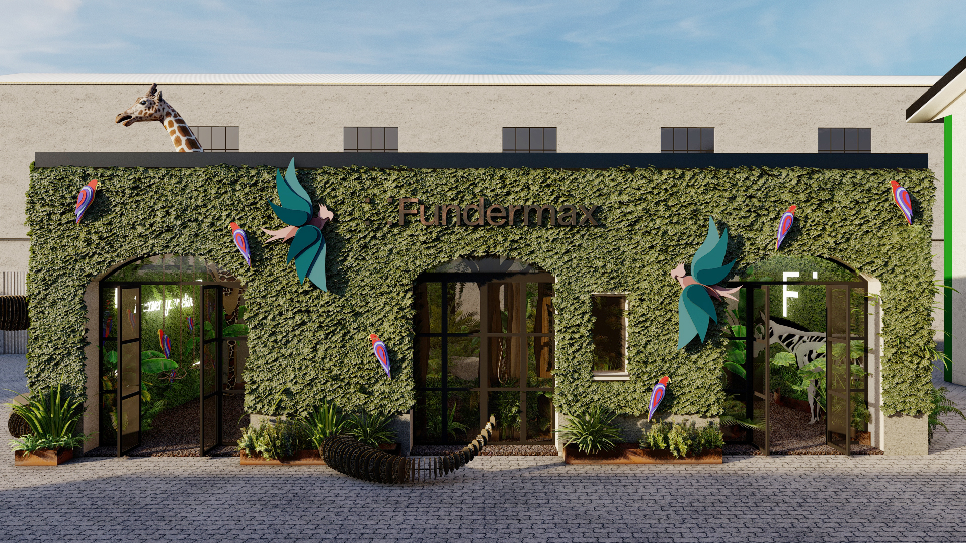 rendering di progetto Giungla e giraffa